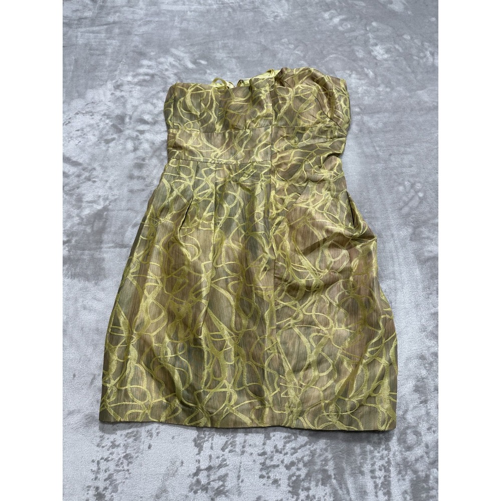 MAX & CLEO Yellow Gold Strapless Mini Dress Women's Size 4 Brand New With Tags